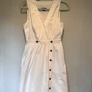 White  V-Neck Midi JCrew Dress